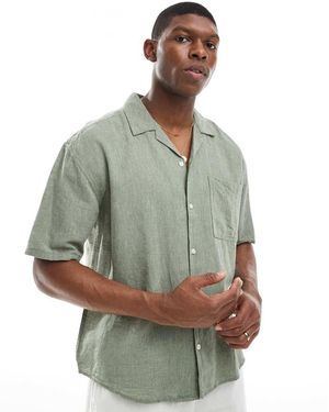 Only & Sons Camisa Resort Verde Salvia Holgada De Mezcla De Lino De