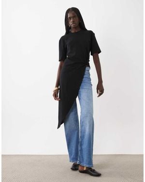 ASOS Asymmetrische Top Met Korte Mouwen - Blauw