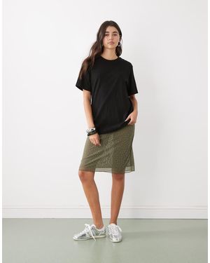 Monki Falda Por La Rodilla Con Pedrería De -Verde