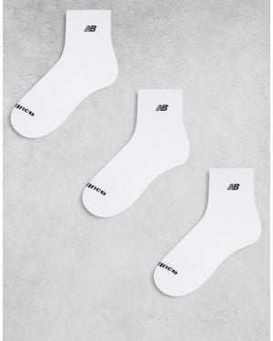 New Balance 3 Pack Embroidered Logo Ankle Socks - White
