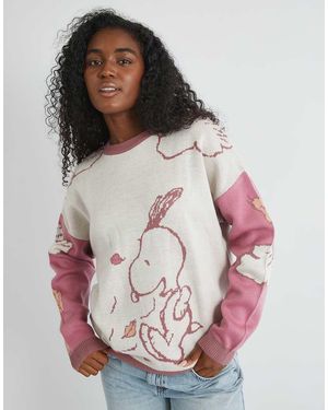 Skinnydip London London Snoopy Varsity Knitted Jumper - Grey