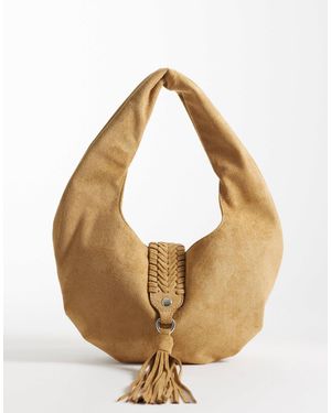 ASOS Woven Handle Faux Suede Shoulder Bag - Metallic