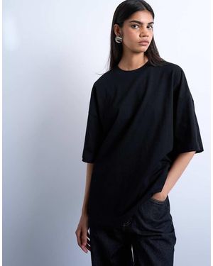 TOPSHOP Oversized T-Shirt Met Verlaagde Schouders - Zwart