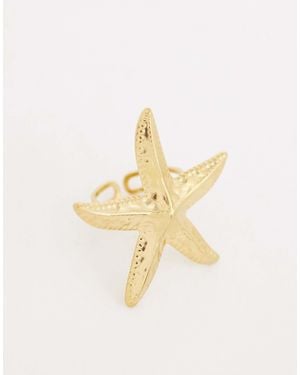 Kaiia Exclusive Stainless Steel Adjustable Starfish Ring - Metallic