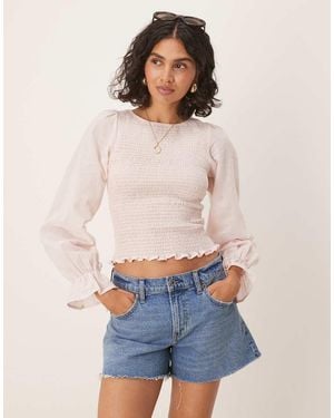 ASOS Cotton Babydoll Lace Trim Cami Top - Blue