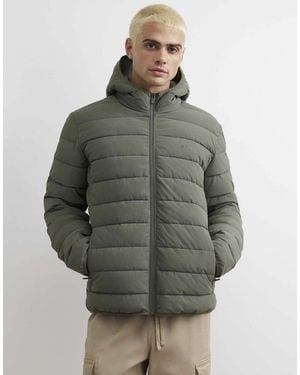 River Island Muscle Fit Puffer Jacket - Grey