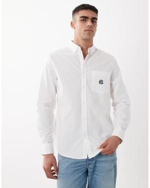 ASOS Regular Fit Oxford Shirt With Chest Embroidery - White