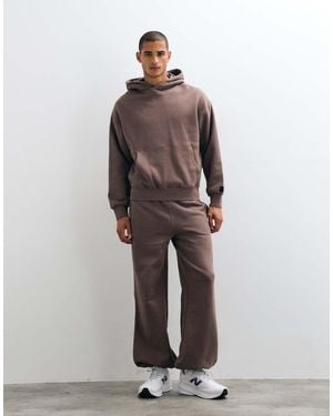 4505 Rest Day 400gsm Heavyweight Cotton Loose Fit Cuffed Joggers - Brown