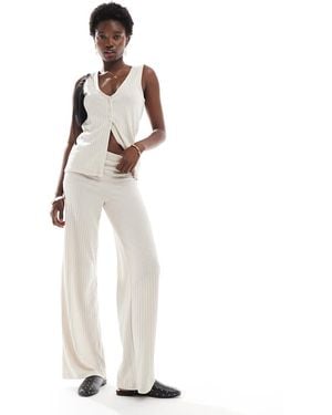 Vero Moda Ribbed Wide Leg Trouser Co-ord - White