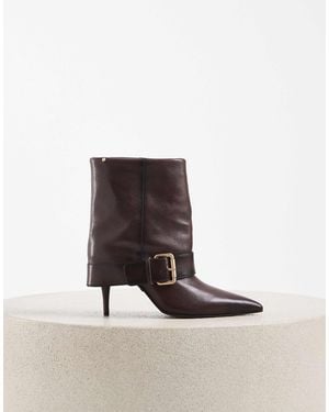 Bronx Aly-cia - bottines à talon haut avec boucle et rabat - grain - Blanc