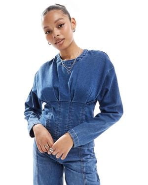 ASOS – tailliertes jeansoberteil aus jersey - Blau
