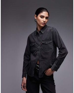 Levi's Iconic Western Studded Denim Shirt - Grey