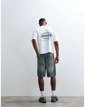 Faded Store Oval Logo Back Print T-shirt - White