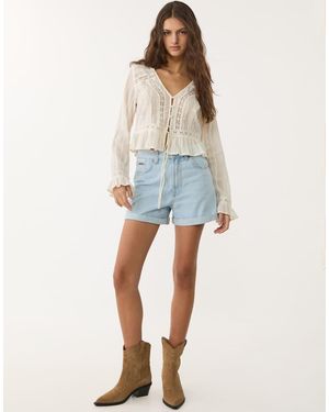 Stradivarius D83 Mom Shorts - Blue