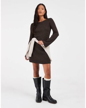Only Petite Boatneck Knit Mini Skater Dress - White