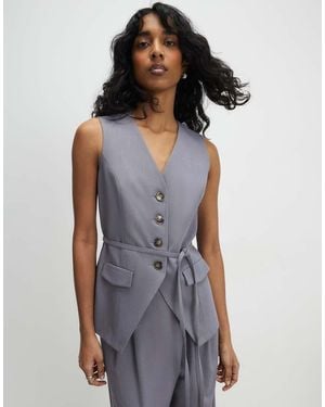 River Island Sleeveless Tie Detail Waistcoat - Grey