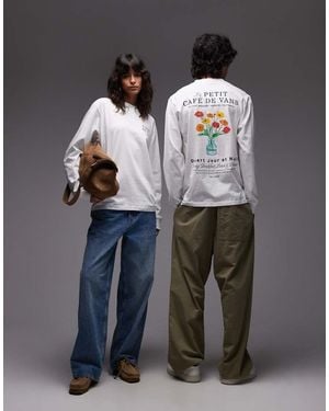 Vans Cafe Graphic Back Print Long Sleeve T-Shirt - White
