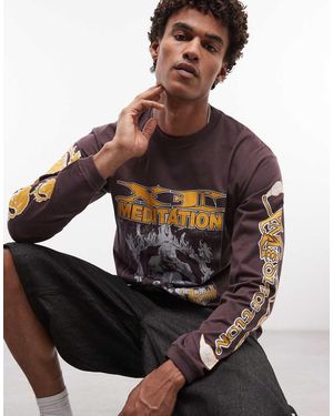 X-Large Meditation Long Sleeve T-shirt - Brown