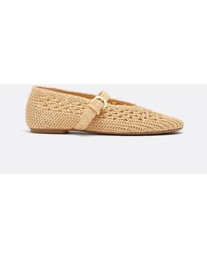 Stradivarius Strappy Crochet Ballet Flats - Natural