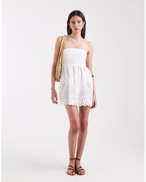 ONLY Bandeau Mini Dress With Embroidery - White