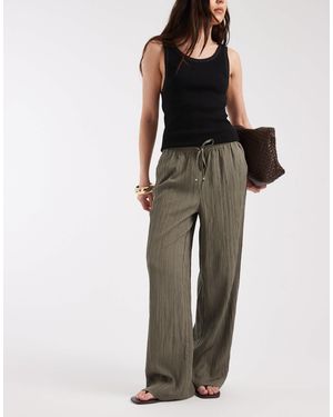 ONLY Pantalon ample texturé effet froissé - olive - Vert