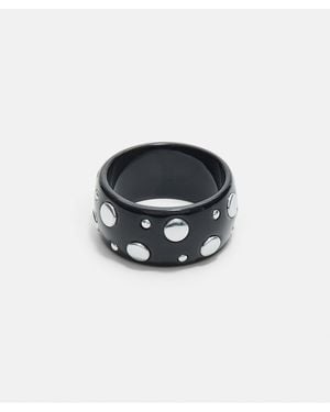 Stradivarius Bracelet jonc clouté - Noir