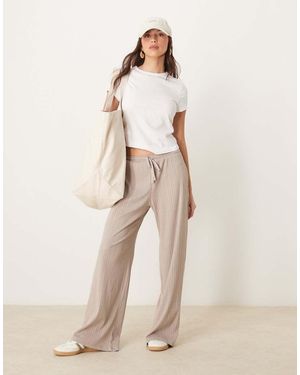 Abercrombie & Fitch Ribbed Wide Leg jogger - Natural