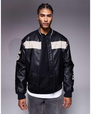 River Island Sport Style Varsity Bomber Jacket - Blue