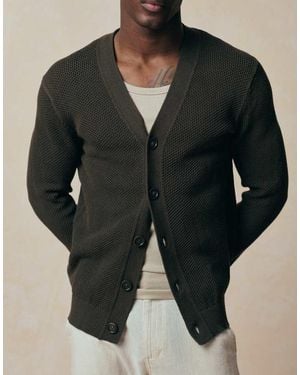 Mango Cotton Mix Waffle Knit Long Sleeve Cardigan - Black