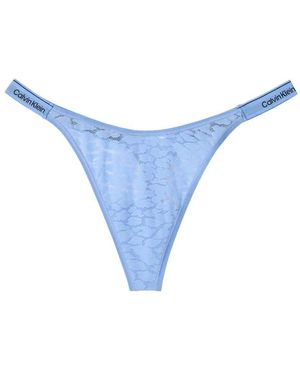 Calvin Klein Icon Lace String Dipped Thong - Blue