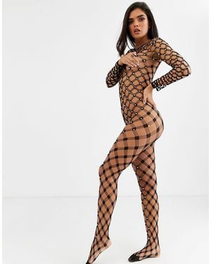 Ann Summers Birthday Suit Embellished Fishnet Bodystocking - Black