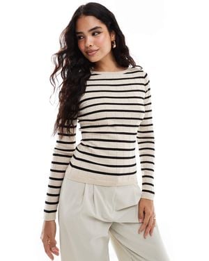 Pretty Lavish Slash Neck Knit Top - Grey