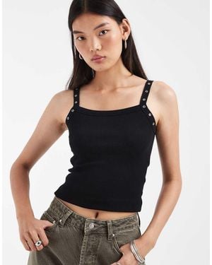 JJXX Tanktop Met Oogjes En Studs - Zwart