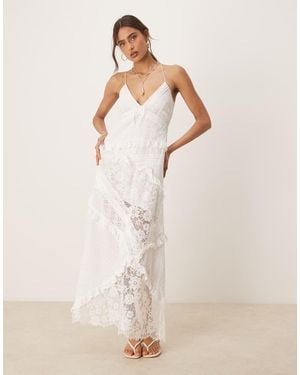 For Love & Lemons Rosalyn Lace Detail Maxi Dress - Natural