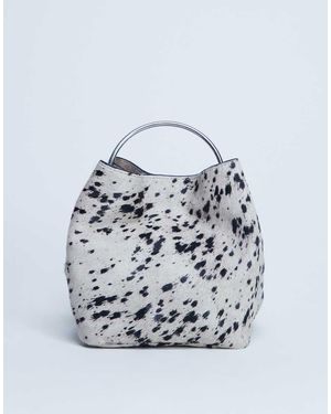 TOPSHOP Gene Real Leather Grab Bag With Metal Handle - Multicolour