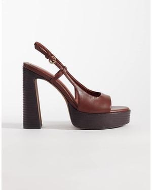 ASOS Nandi Slingback Platform High Heeled Sandals - Brown