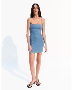 Bershka Short Denim Dress - Blue