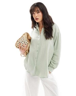Jdy Loose Fit Cheesecloth Co-ord Shirt - Green