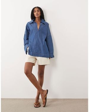 ARKET Long Sleeve Denim Sailor Shirt - Blue