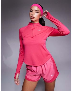 Nike Tempo Dri-Fit Half Zip Long Sleeve T-Shirt - Pink