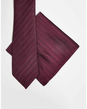 ASOS Fazzoletto Da Taschino E Cravatta Bordeaux A Righe - Viola