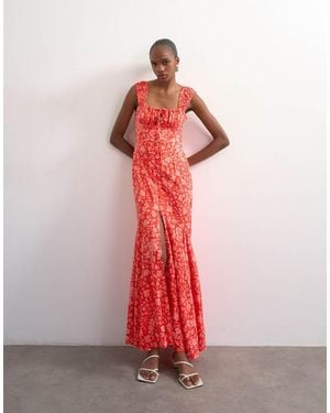 TOPSHOP Button Front Cap Sleeve Maxi Sundress - Pink