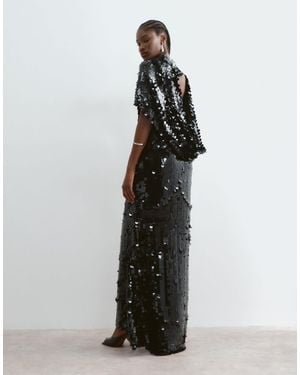 ARRANGE Open Cowl Back Minimal Maxi Dress - Black