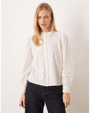 Jdy Broderie Insert Shirt - White