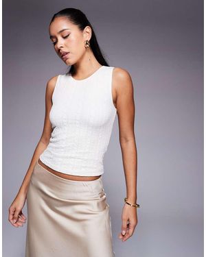 Princess Polly Textured Lace Sleeveless Vest Top - Grey