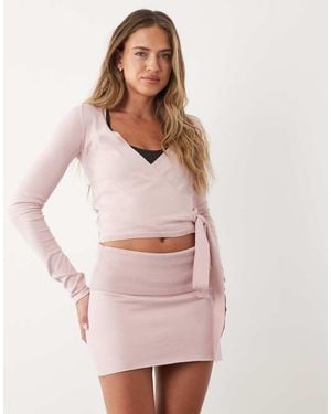BO+TEE Bo+tee Foldover Waistband Mid Rise Mini Skirt - Pink