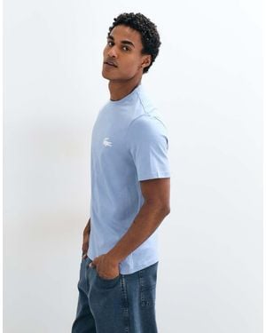 Lacoste T-Shirt Met Krokodillenprint Van Katoen - Blauw