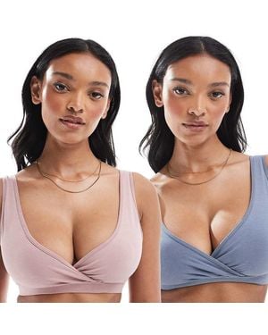 Lindex Maternity 2 Pack Wrap Nursing Bra - Blue