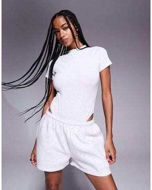 Kaiia Bubble Embossed Logo Mini Sweat Shorts - White