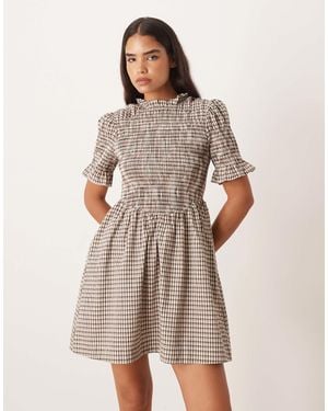 Y.A.S Check Mini Dress - Natural